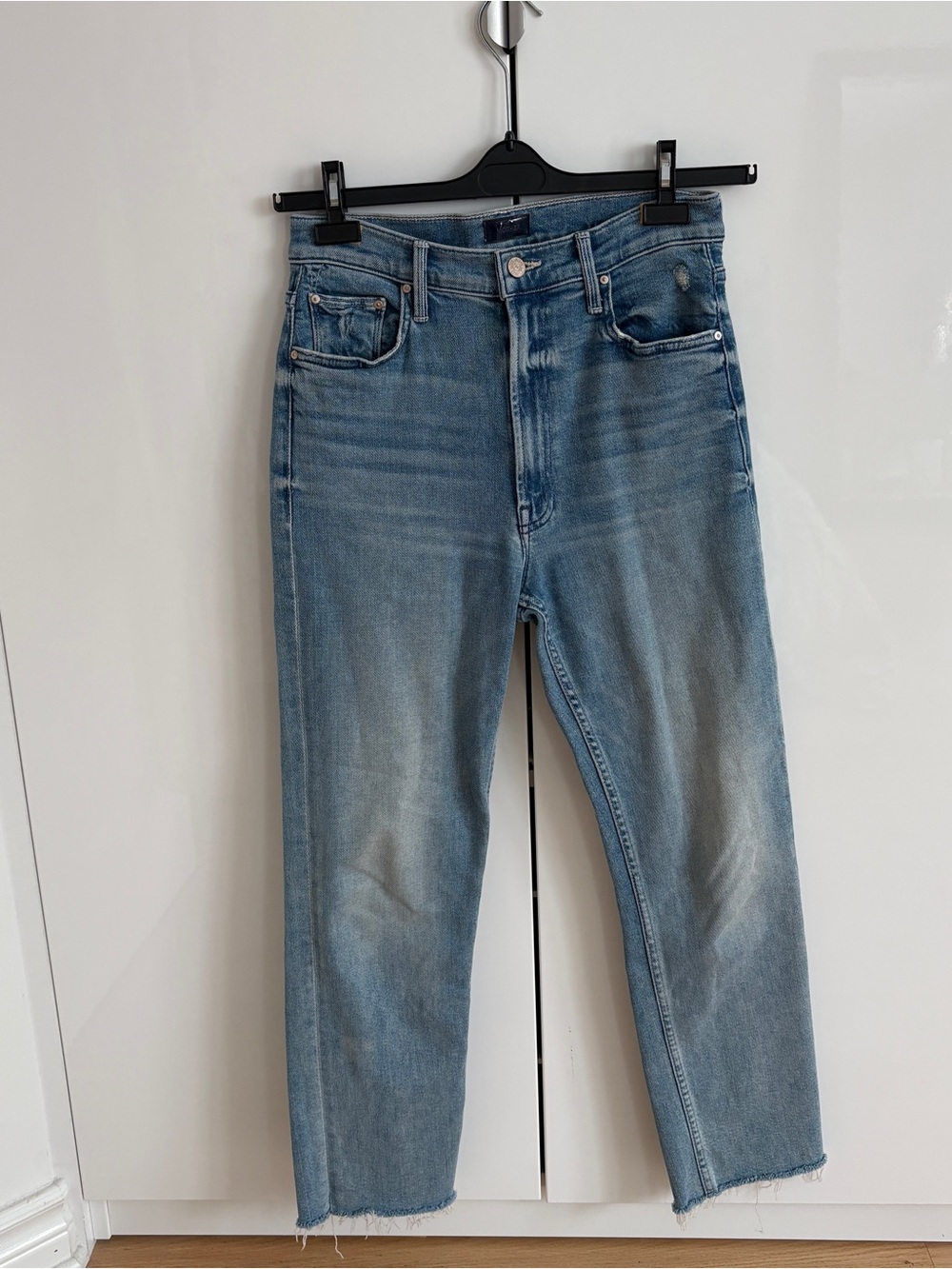 MOTHER high waisted rider ankle fray